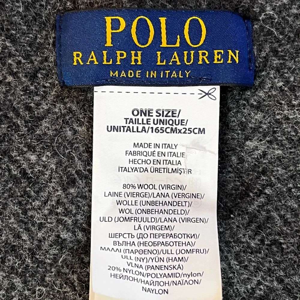 Vintage Polo by Ralph Lauren Gray Plaid Wool Blend Men's Scarf